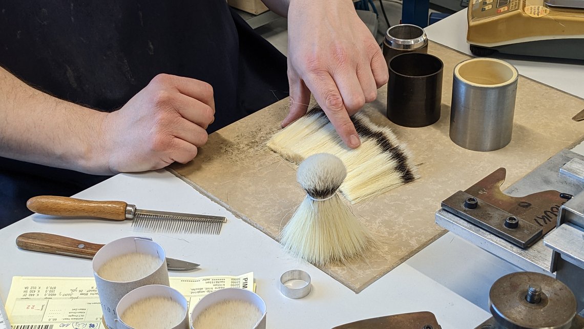 Shaving knot production in Germany