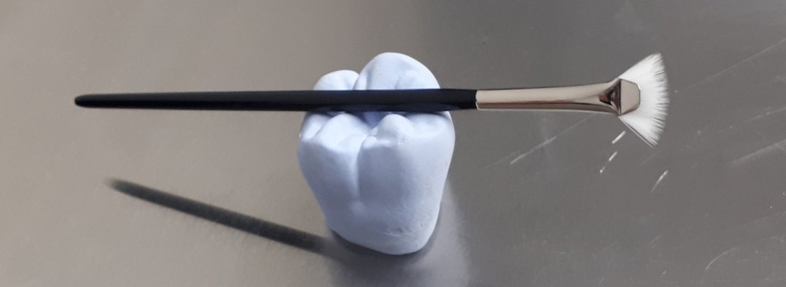 Fan brush on tooth model